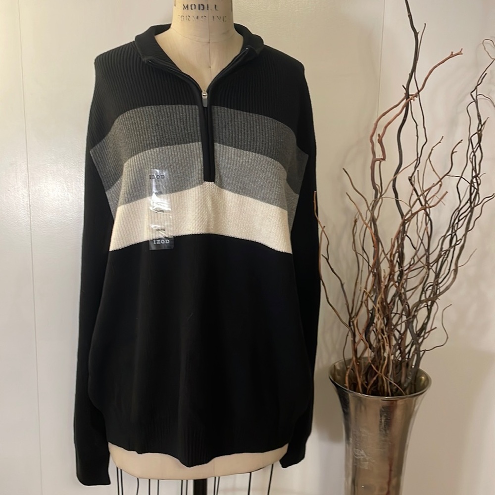 Izod color block long sleeve mid weight sweater